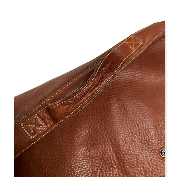 unisex brown genuine leather computer bag ROOTS - Picture 4 of 8